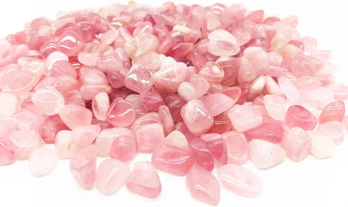 Vista 2 de Piedra pulida de cuarzo rosa,Piezas de cuarzo de cristal triturado,Piedras de forma irregular,15.87 oz, Cristal natural