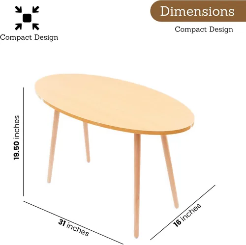 Vista 2 de Mesa auxiliar ovalada moderna, mesa auxiliar para lugares pequeños, sala de estar, oficina, balcón, mesa auxiliar industrial para café, portátil