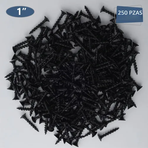 Vista 2 de JEGONFRI 250 tornillos para paneles de yeso #6 × 1 pulgada de alta dureza, negro, rosca gruesa, cabeza Phillips, cabeza avellanada, tornillos negros