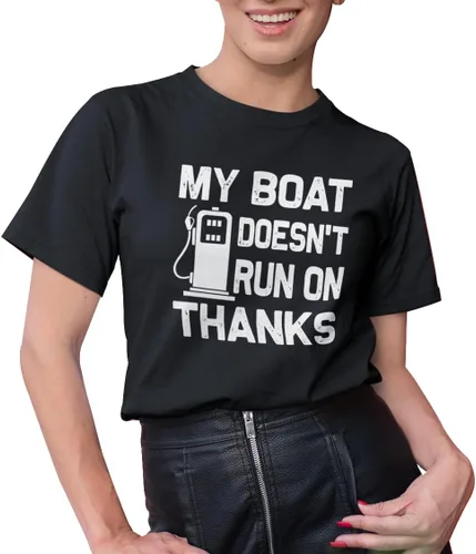 Vista 4 de Camiseta unisex de manga corta con texto en inglés My Boat Doesn't Run on Though
