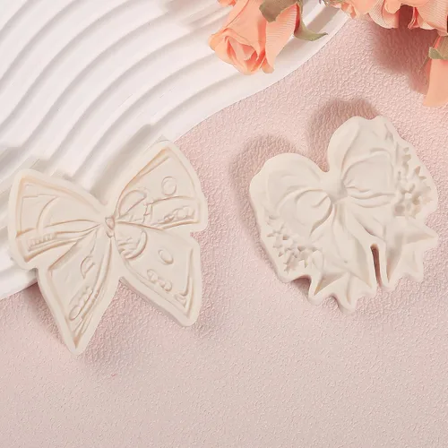 Vista 5 de 2 moldes de silicona para decoración de tartas con moño, moldes de silicona de chocolate bordado 3D, para bodas, cumpleaños, cupcakes, dulces