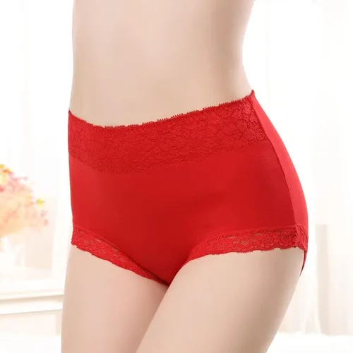 Vista 2 de Fahuichen Ropa interior transpirable de encaje sexy de cintura media de algodón puro sin rastro de cintura media para niña