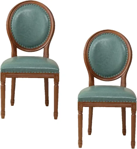 Vista 11 de Juego de sillas de comedor de madera 1/2/4, sillas de cocina tapizadas con asiento de cuero, silla de comedor rústica, silla lateral sin brazos
