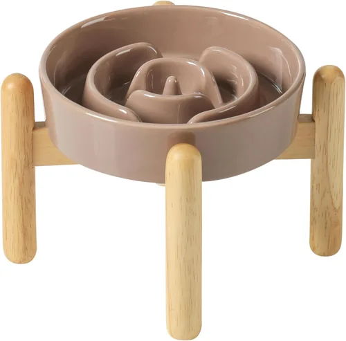 Vista 42 de Havniva Cuencos elevados para perros de alimentación lenta, 6.1 pulgadas 1 x café marrón - C