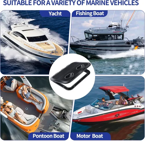 Vista 7 de smartmarine Marine Deck Access Hatch 17.3“×12.4" Rectangle Boat Hatch & Lid,Boat Deck Hatch Lids Negro