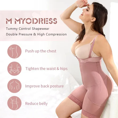 Vista 3 de M MYODRESS Faja Colombiana Fajas moldeadoras para mujer levantamiento de glúteos control de abdomen moldeador de cuerpo busto abierto