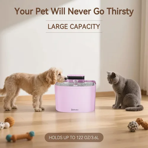 Vista 8 de Fuente de agua para gatos, fuente inalámbrica para gatos de 122 oz/3.6 L, fuente de agua inalámbrica para gatos en interiores, fuente de agua