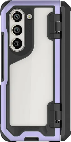 Vista 28 de Ghostek Atomic - Funda delgada para Galaxy Z Flip 4, parte trasera de aramida con parachoques de aluminio rojo, funda protectora de doble capa a