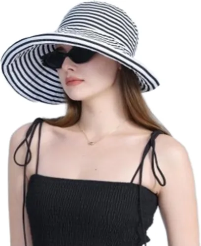 Vista 13 de Sombrero de visera para el sol para mujer, de ala ancha, UPF 50+, protección UV, enrollable, sombrero de pesca Beige