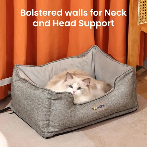 Vista 3 de PAWSPIK Cama térmica para gatos, cama térmica para perros en interiores, calentador eléctrico de cama para mascotas para gatos y perros (gris ceniza)