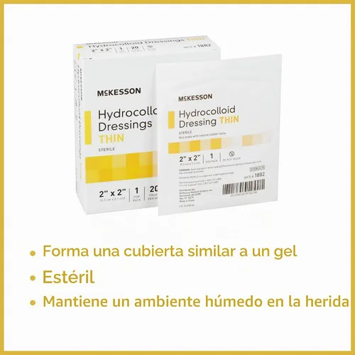 Vista 2 de McKesson Apósito hidrocoloide, estéril, delgado 20 apósitos, 2 x 2