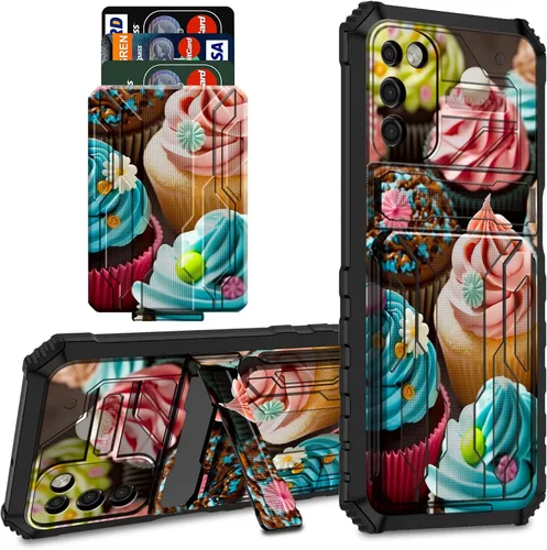 Vista 17 de Para Samsung Galaxy A03S Funda Para Teléfono Galaxy A03S Funda Billetera Con Titular De Tarjeta De Crédito Y Soporte De Doble Capa De PC Duro Funda