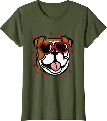 Vista 59 de Bulldog Valentine - Camiseta para amantes de las gafas de sol para perros, Negro