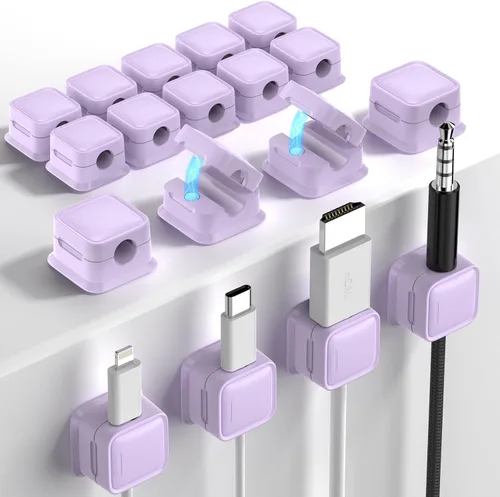 Vista 14 de Paquete de 8 Organizadores de Cables con Soporte, Costop Fuerte Adhesivo Magnético para Gestión de Cables de Escritorio, Fácil de Abrir, Organiza