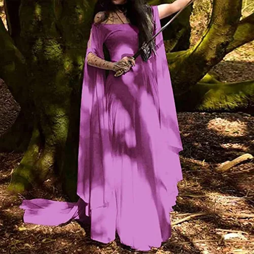 Vista 2 de Vestido renacentista para mujer, vestido victoriano, gótico, retro, medieval, vestido tradicional irlandés, vestido de fiesta de cosplay