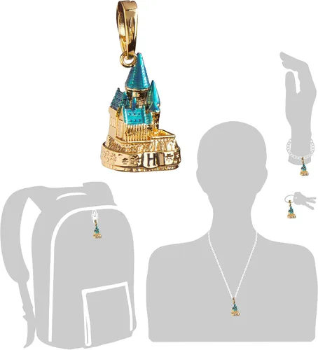 Vista 2 de The Noble Collection Lumos Harry Potter Charm No. 2 - Castillo de Hogwarts (chapado en oro)