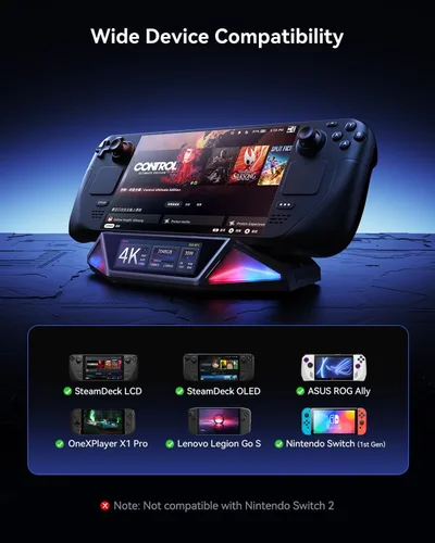 Vista 8 de DOCKCASE & CHIZHA - Estación de acoplamiento para Steam Deck OLED/ROG Ally/Legion Go, HUB USB-C con PD de 100 W, audio óptico y HDMI 4K a 120 Hz