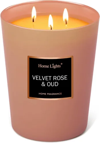 Vista 17 de HomeLights Velas perfumadas – Tarro grande de aromaterapia, cera de soja natural, 130 horas de combustión, cereza rubí y merlot