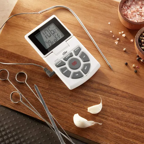 Vista 5 de CDN Termómetro digital para alimentos con sonda, funciones 3 en 1 (termómetro, temporizador, reloj), pantalla fácil de leer, blanco (DTTC-W)