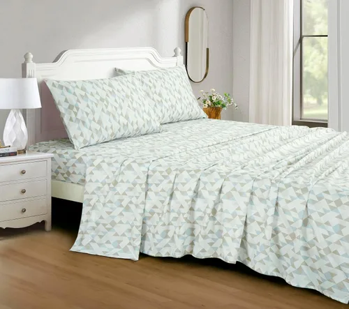 Vista 29 de Chezmoi Collection Juego de sábanas geométricas Lodge de 3 piezas tamaño Twin - Multicolor azul con estampado de diamante, microfibra cepillada