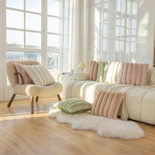 Vista 7 de Juego de 2 fundas de almohada de 18 x 18 pulgadas, almohadas para sala de estar, almohadas para cama de piel sintética