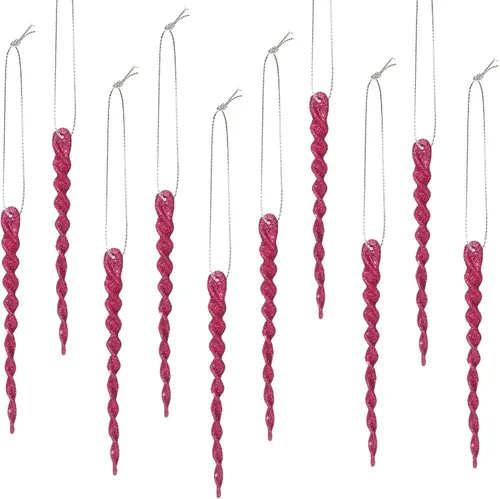 Vista 23 de 30 piezas de carámbanos de plástico trenzados para árbol de Navidad; adornos colgantes para árbol de Navidad, fiesta de Navidad, boda, fiesta