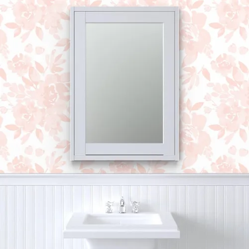 Vista 9 de Papel tapiz para despegar y pegar, peonías, rubor, flores, princesa, floral, para habitación de niñas, papel tapiz extraíble personalizado por