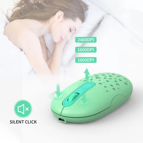 Vista 4 de PryRose Mouse inalámbrico LED, mouse retroiluminado que cambia de color con carcasa de panal de abeja, 2.4 G, inalámbrico, recargable, ratones