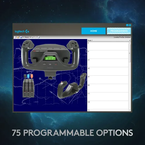 Vista 7 de Logitech G Sistema de yugo de vuelo PRO, yugo de simulación profesional y cuadrante del acelerador, 3 modos, 75 controles programables, perillas