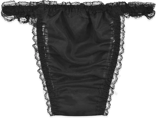 Vista 2 de Satini Bragas de encaje transparente con volantes para mujer