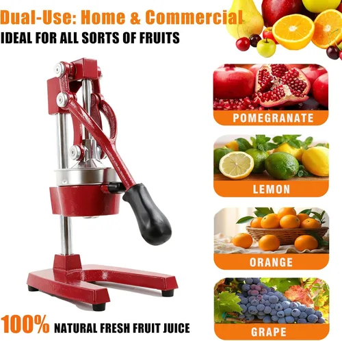 Vista 6 de Exprimidor manual de cítricos de hierro fundido, exprimidor de limón naranja resistente, prensa comercial de cítricos extragrande, fácil de limpiar