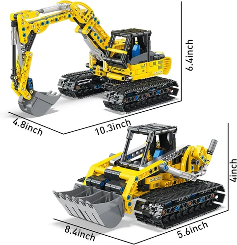 Vista 9 de Xbert 2-in-1 Excavator & Bulldozer Building Block Set for Boy Age 8-12