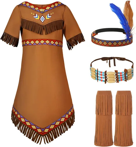 Vista 2 de Disfraz nativo para niñas, vestido de princesa india para Halloween, cosplay