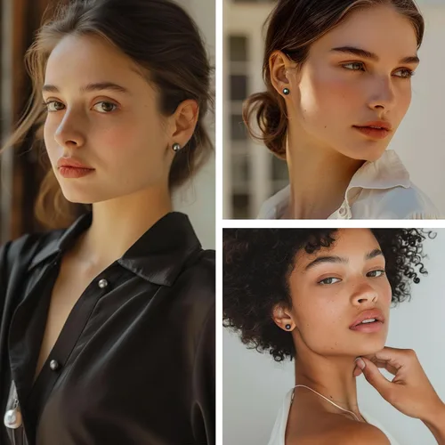 Vista 31 de YAMI Black/Grey/White Pearl Earrings, Real Cultured Pearl, 925 Sterling Silver Stud Earrings Plated with 18K Gold, Classic & Elegant Jewelry Gifts