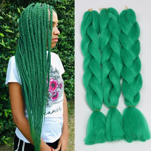 Vista 3 de Extensiones de cabello de trenzas jumbo, 3 unidades, color negro puro, 24 pulgadas, 3.53 oz/unidad para trenzado de caja torcida (1B negro)