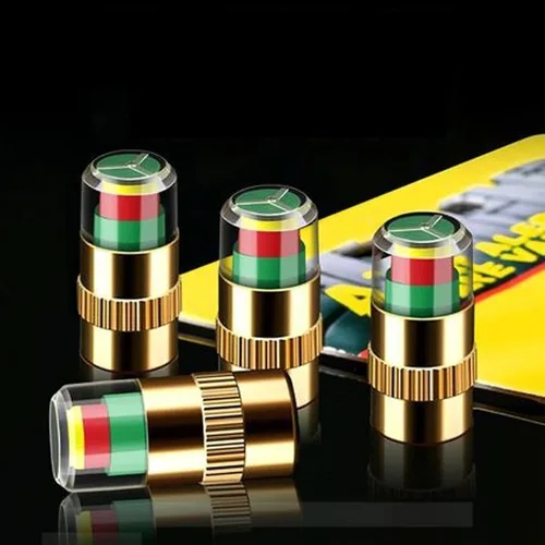 Vista 2 de 4Pcs Tire Pressure Monitor Valve Stem Caps for Hyundai Santa Fe (New Gen) 2024-2026, Air Indicator Sensor Alert Monitoring Kits,Gold