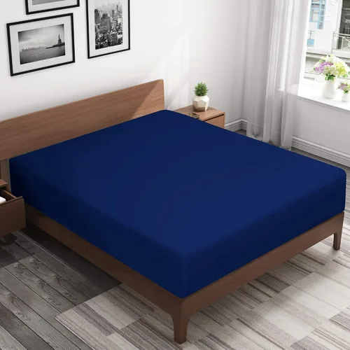 Vista 5 de BEDSUM - Sábana bajera de microfibra con bolsillo profundo para colchón, resistente a las arrugas, la decoloración y las manchas Azul marino