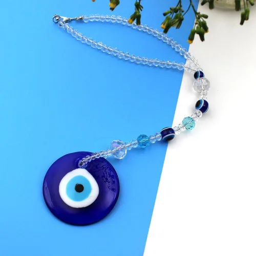 Vista 4 de Adorno colgante azul de ojo malvado de buena suerte para automóvil, decoración del hogar, amuleto colgante (1 cuentas)