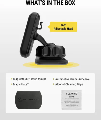 Vista 7 de Scosche MAGDM2 MagicMount - Soporte magnético de teléfono para salpicadero, cabezal magnético ajustable de 360°, soporte universal para teléfono