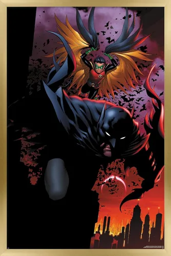 Vista 15 de Trends International DC Comics Batman - Póster de pared de ataque de Batman y Robin, 22.4 pulgadas de largo x 14.7 pulgadas, versión enmarcada