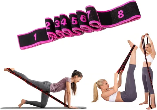 Vista 12 de Bandas de resistencia de fitness para estiramiento y yoga, banda de resistencia elástica numérica con marcas, banda de resistencia numerada bandas