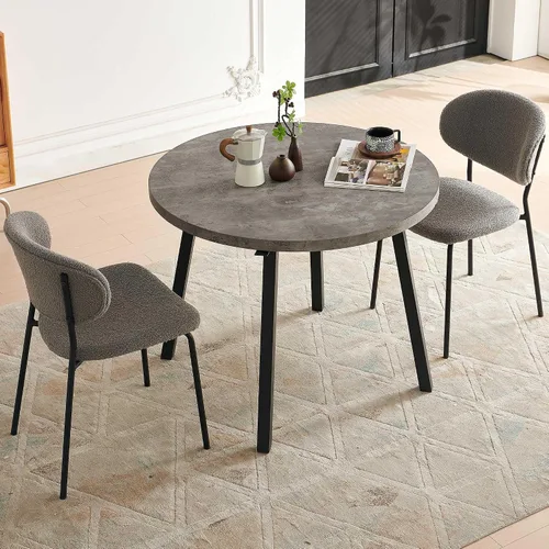 Vista 7 de Homedot Juego de 2 sillas de comedor tapizadas negras, modernas sillas de cocina de mediados de siglo tapizadas con cojín acolchado para comedor