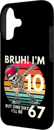 Vista 2 de Bruh I'm 10 But One-Day I'll Be 67 Retro 10th Birthday Kids Case for iPhone 17
