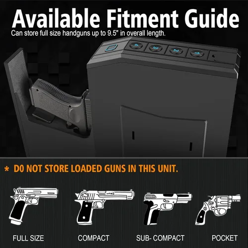 Vista 4 de Caja de seguridad oculta para pistolas, caja de seguridad biométrica con huella digital y deslizador inteligente para mesita de noche, escritorio