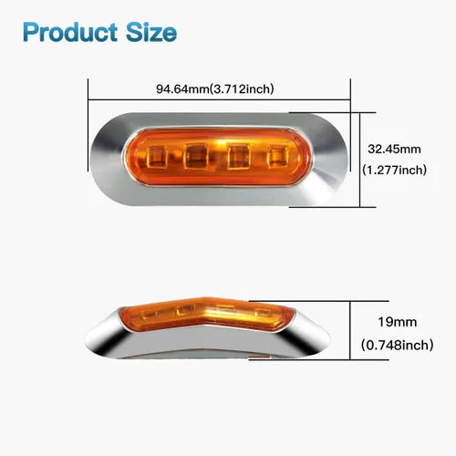 Vista 2 de ALFU 20 luces indicadoras LED de 10 ámbar+10 rojas DC12V-24V LED de marcador lateral, luces de remolque, lámpara delantera y trasera con bisel