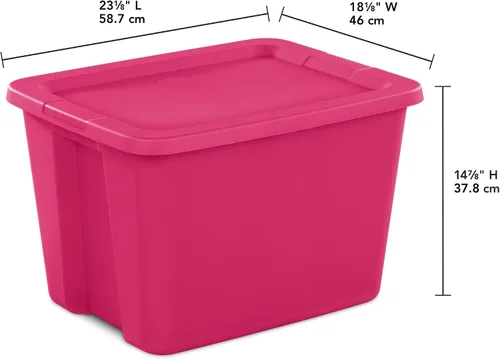 Vista 3 de OTRIEK - Caja de plástico de 18 galones, color fucsia Burst, juego de 8