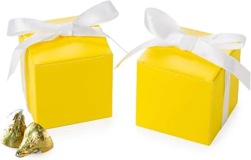 Vista 8 de AWELL Caja de dulces de regalo negra con puntos dorados a granel de 2 x 2 x 2 pulgadas con cinta para recuerdos de fiesta, puntos dorados, paquete