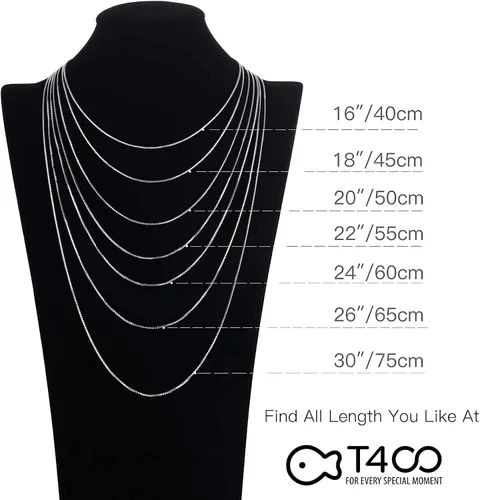 Vista 7 de T400 Collar de cadena de plata de ley 925 de 0.059 pulgadas chapado en oro de 0.059 pulgadas (0.039 in), cadenas de caja italiana para mujeres