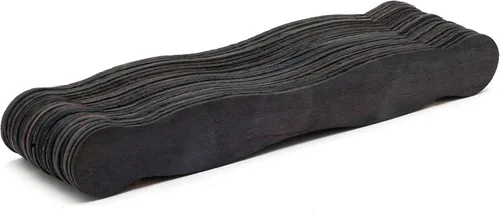 Vista 3 de Woodpeckers - Manijas de abanico de madera negras de 8 pulgadas, programas de boda, paquete de 50, palitos de paletas de paletas para subastas Negro