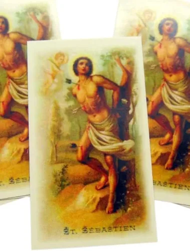 Vista 7 de Westmon Works St Sebastian Holy Card Wallet - Paquete a granel con oración de San Sebastián para atletas, mujeres u hombres, juego de 10